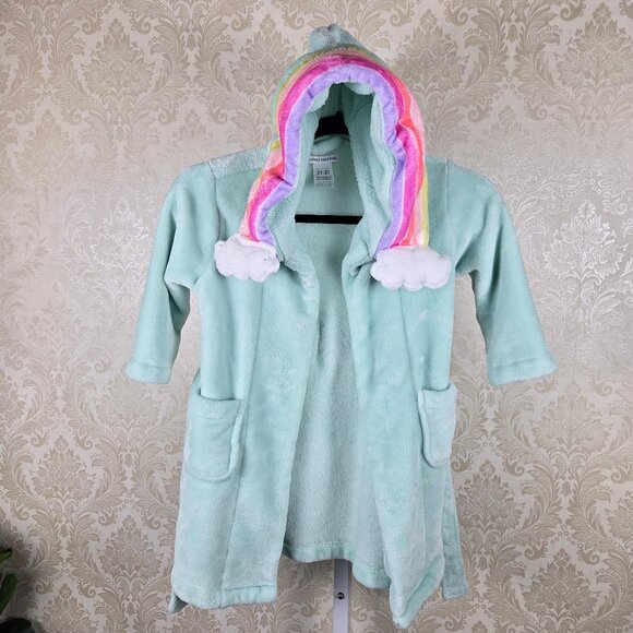 Pottery Barn Kids Size 2T-3T Aqua Robe Rainbow Accented Hood Belt Pockets - Picture 9 of 11